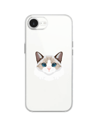 Etui do iPhone 16e przeźroczyste, silikonowe Flexi, kot birmański