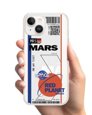 Etui do iPhone 14 Plus przeźroczyste, silikonowe Flexi, bilet na Mars