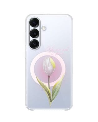 Etui do Samsung Galaxy S25 Plus z MagSafe przeźroczyste, silikonowe Flexi, tulipan