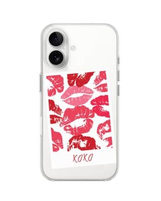 Etui do iPhone 16 z MagSafe przeźroczyste, silikonowe Flexi, pocałunki, polaroid