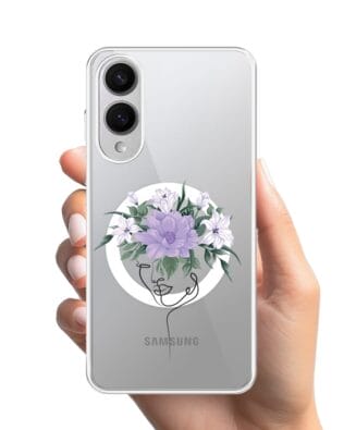 Etui do Samsung Galaxy S25 Edge z MagSafe przeźroczyste, silikonowe Flexi, kobieta z kwiatami
