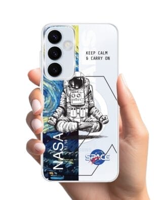 Etui do Samsung Galaxy A55 5G z MagSafe przeźroczyste, silikonowe Flexi, Keep Calm in Cosmos