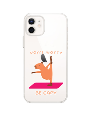 Etui do iPhone 12 przeźroczyste, silikonowe Flexi, kapibara