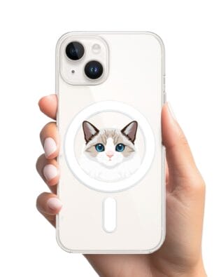 Etui do iPhone 13 z MagSafe przeźroczyste, silikonowe Flexi, kot birmański