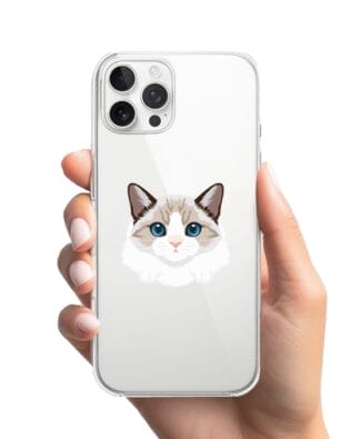 Etui do iPhone 12 Pro Max przeźroczyste, silikonowe Flexi, kot birmański