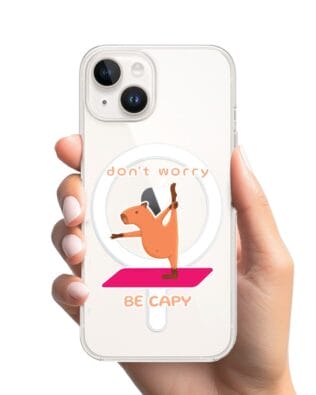 Etui do iPhone 13 Mini z MagSafe przeźroczyste, silikonowe Flexi, kapibara