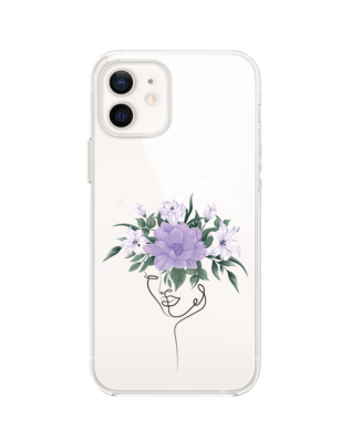 Etui do iPhone 12 przeźroczyste, silikonowe Flexi, kobieta z kwiatami