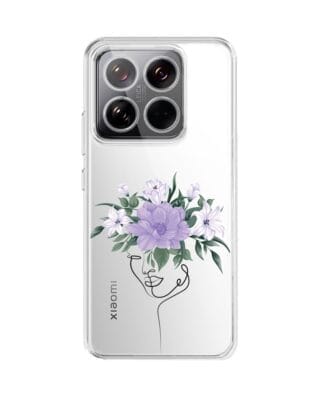 Etui do Xiaomi 14 przeźroczyste, silikonowe Flexi, kobieta z kwiatami