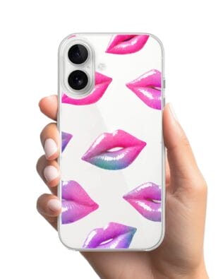 Etui do iPhone 16 przeźroczyste, silikonowe Flexi, hologramowe usta