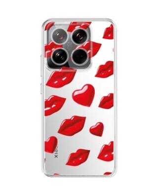 Etui do Xiaomi 14 przeźroczyste, silikonowe Flexi, czerwone usta