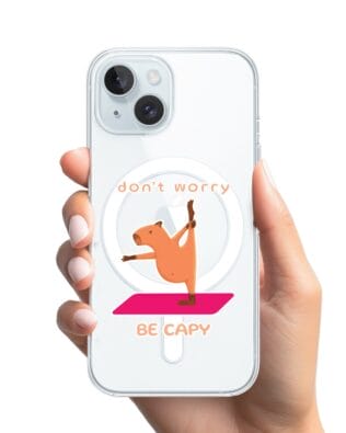 Etui do iPhone 15 z MagSafe przeźroczyste, silikonowe Flexi, kapibara