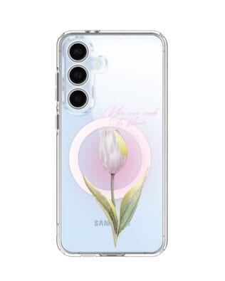 Etui do Samsung Galaxy S24 FE z MagSafe przeźroczyste, silikonowe Flexi, tulipan
