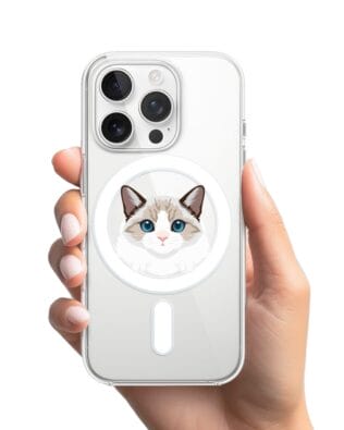 Etui do iPhone 16 Pro Max z MagSafe przeźroczyste, silikonowe Flexi, kot birmański