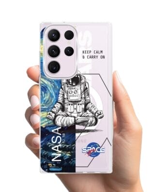 Etui do Samsung Galaxy S23 Ultra z MagSafe przeźroczyste, silikonowe Flexi, Keep Calm in Cosmos