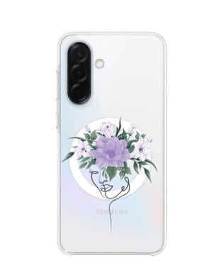 Etui do Samsung Galaxy A36 5G z MagSafe przeźroczyste, silikonowe Flexi, kobieta z kwiatami