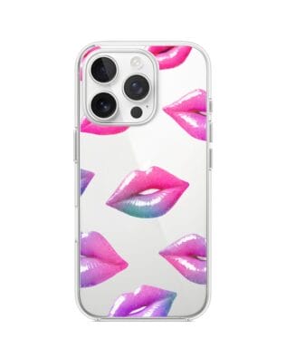 Etui do iPhone 15 Pro przeźroczyste, silikonowe Flexi, hologramowe usta