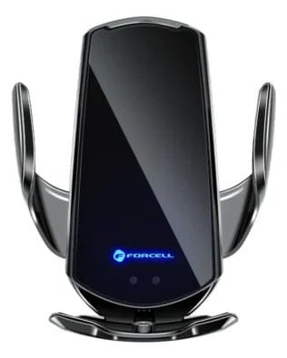 Uchwyt ładujący bezprzewodowo, automatyczny do kratki i na szybę, adaptery magnetyczne do ładowania przewodowego, czarny