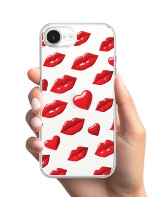 Etui do iPhone 16e przeźroczyste, silikonowe Flexi, czerwone usta