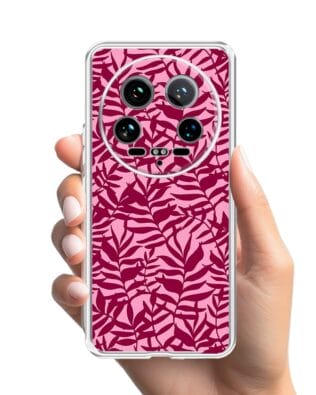 Etui do Xiaomi 14 Ultra przeźroczyste, silikonowe Flexi, bordowe liście
