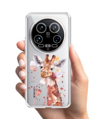 Etui do Xiaomi 14 Ultra przeźroczyste, silikonowe Flexi, Akwarelowe Zoo, Żyrafa