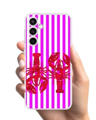 Etui do Samsung Galaxy S23 FE 5G przeźroczyste, silikonowe Flexi, kraby z różowymi paskami