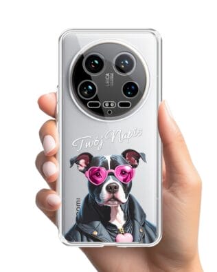 Etui do Xiaomi 14 Ultra przeźroczyste, silikonowe Flexi, Puppy Love, pies rasy Amstaff
