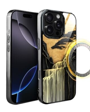 Etui do iPhone 16 Pro Max IBIZU Elite Glass z MagSafe Magia Azji, Złoty wodospad, czarne