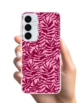 Etui do Samsung Galaxy A55 5G z MagSafe przeźroczyste, silikonowe Flexi, bordowe liście