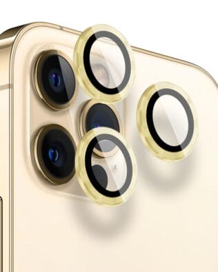 Metalowa osłona obiektywu aparatu ze szkła hartowanego 9H do iPhone 12 Pro, 1 zestaw, złota