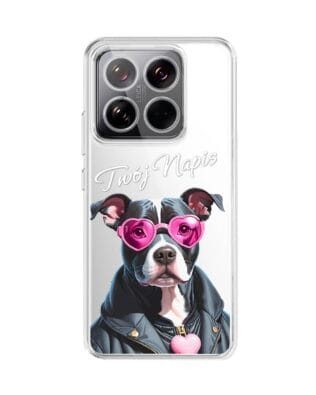 Etui do Xiaomi 14 Pro przeźroczyste, silikonowe Flexi, Puppy Love, pies rasy Amstaff