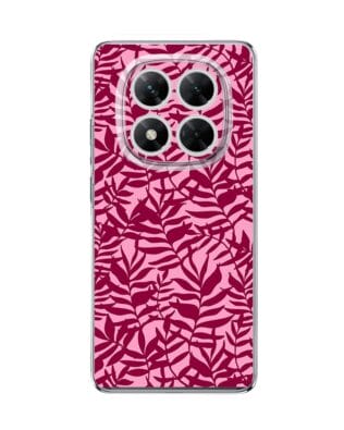 Etui do Xiaomi POCO X7 przeźroczyste, silikonowe Flexi, bordowe liście