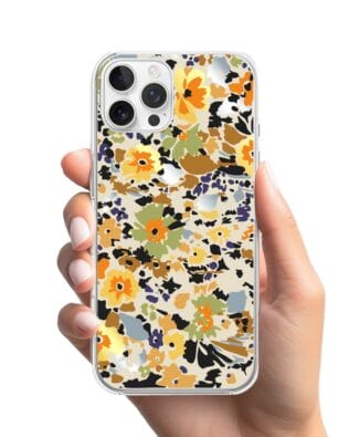 Etui do iPhone 12 Pro z MagSafe przeźroczyste, silikonowe Flexi, malowane kwiatki
