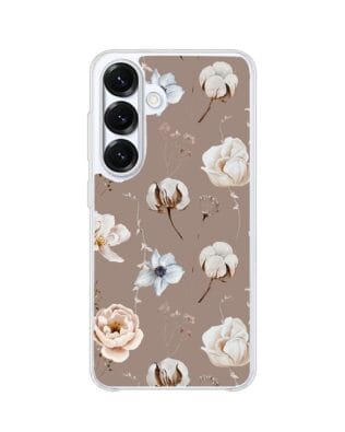 Etui do Samsung Galaxy S25 z MagSafe przeźroczyste, silikonowe Flexi, akwarelowe kwiatki