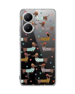 Etui do Xiaomi POCO X7 Pro przeźroczyste, silikonowe Flexi, zakochane jamniki