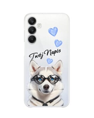 Etui do Samsung Galaxy A25 5G przeźroczyste, silikonowe Flexi, Puppy Love, pies rasy Husky
