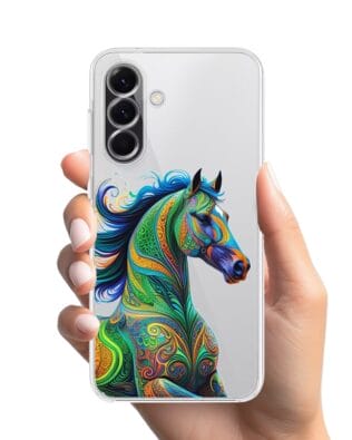 Etui do Samsung Galaxy A56 5G przeźroczyste, silikonowe Flexi, Dzika Mandala, Koń