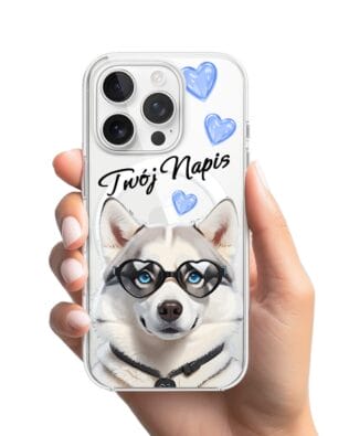 Etui do iPhone 16 Pro z MagSafe przeźroczyste, silikonowe Flexi, Puppy Love, pies rasy Husky