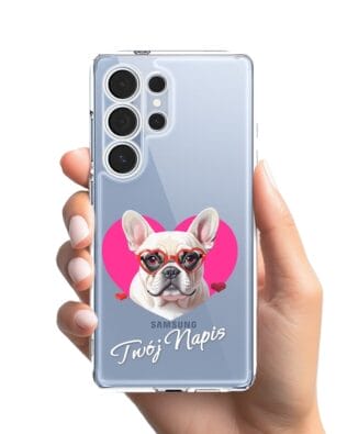 Etui do Samsung Galaxy S25 Ultra przeźroczyste, silikonowe Flexi, Puppy Love, pies rasy Buldog Francuski