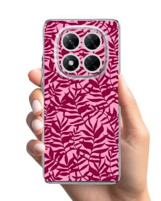 Etui do Xiaomi POCO X7 przeźroczyste, silikonowe Flexi, bordowe liście