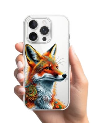 Etui do iPhone 14 Pro przeźroczyste, silikonowe Flexi, Dzika Mandala, Twarz lisa