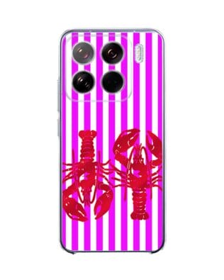 Etui do Xiaomi 15 przeźroczyste, silikonowe Flexi, kraby z różowymi paskami