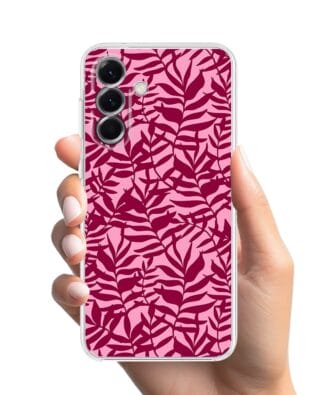 Etui do Samsung Galaxy A56 5G przeźroczyste, silikonowe Flexi, bordowe liście