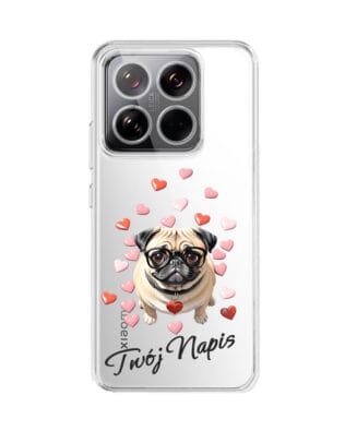 Etui do Xiaomi 14 przeźroczyste, silikonowe Flexi, Puppy Love, pies rasy Mops