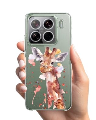 Etui do Xiaomi 15 Pro przeźroczyste, silikonowe Flexi, Akwarelowe Zoo, Żyrafa
