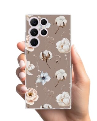 Etui do Samsung Galaxy S23 Ultra przeźroczyste, silikonowe Flexi, akwarelowe kwiatki