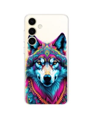 Etui do Samsung Galaxy S24 Plus przeźroczyste, silikonowe Flexi, Dzika Mandala, Wilk