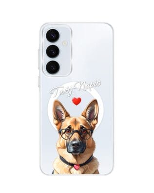Etui do Samsung Galaxy A35 5G z MagSafe przeźroczyste, silikonowe Flexi, Puppy Love, pies rasy Owczarek Niemiecki