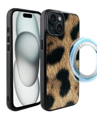Etui do iPhone 15 IBIZU DropGuard Matt z MagSafe, Zew Natury, Lampart