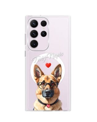 Etui do Samsung Galaxy S23 Ultra z MagSafe przeźroczyste, silikonowe Flexi, Puppy Love, pies rasy Owczarek Niemiecki