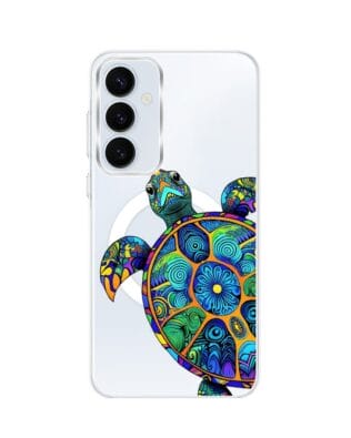 Etui do Samsung Galaxy A35 5G z MagSafe przeźroczyste, silikonowe Flexi, Dzika Mandala, Żółw